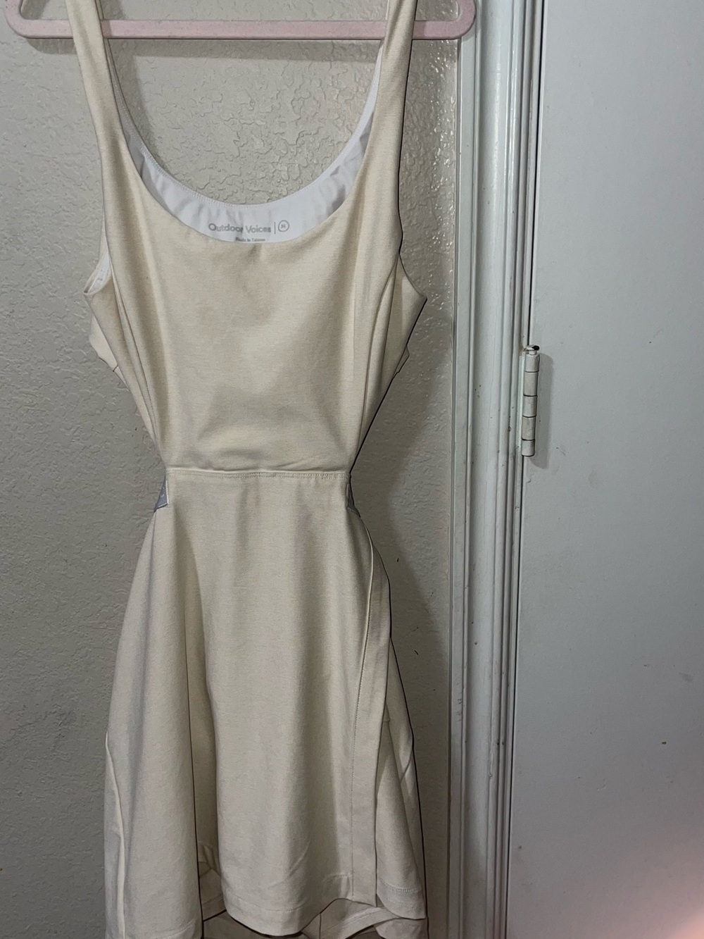 Outdoor Voices Cream Scoop-Neck A-Line Mini Dress